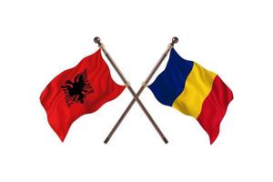 Albania contro Romania Due nazione bandiere foto