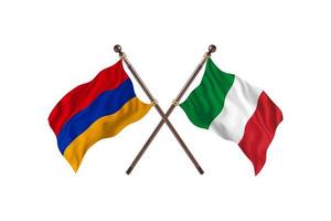 Armenia contro Italia Due nazione bandiere foto