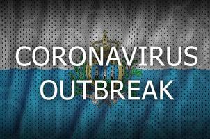 san Marino bandiera e coronavirus scoppio iscrizione. covid-19 o 2019-ncov virus foto