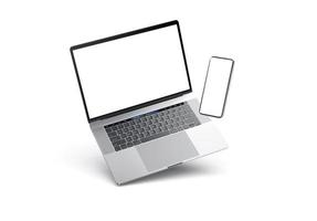 il computer portatile e Telefono schermo tiro finto su foto