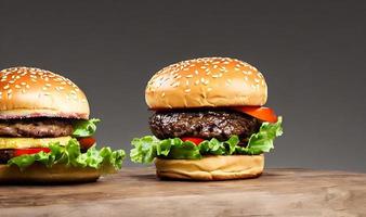 buongustaio fresco delizioso fatti in casa Hamburger. foto