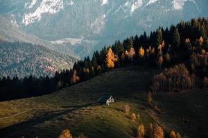 un' affascinante montagna paesaggio nel il bucegi montagne, Carpazi, Romania. autunno natura nel moeciu de su, Transilvania foto