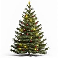 3d Natale albero su isolato bianca sfondo. vacanza, celebrazione, dicembre, allegro Natale foto