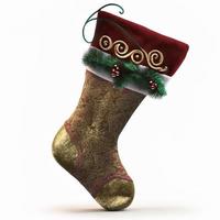 3d Natale calze autoreggenti su isolato bianca sfondo. vacanza, celebrazione, dicembre, allegro Natale foto