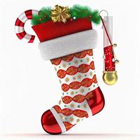 3d Natale calze autoreggenti su isolato bianca sfondo. vacanza, celebrazione, dicembre, allegro Natale foto