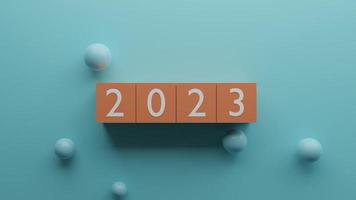 contento nuovo anno 2023 decorazione sfondo, nuovo anno 2023 testo, 3d interpretazione illustrazione foto