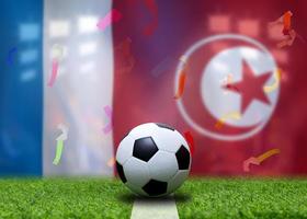 calcio tazza concorrenza fra il nazionale Francia e nazionale tunisia. foto