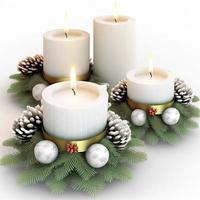 3d Natale candele su isolato bianca sfondo. vacanza, celebrazione, dicembre, allegro Natale foto