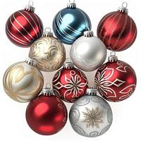 3d Natale palle su isolato bianca sfondo. vacanza, celebrazione, dicembre, allegro Natale foto