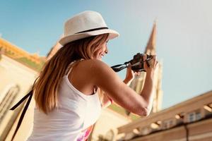 fotografo di giovane donna foto