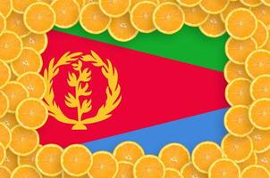 eritrea bandiera nel fresco agrume frutta fette telaio foto