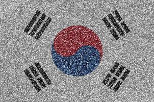 Sud Corea bandiera raffigurato su molti piccolo brillante paillettes. colorato Festival sfondo per festa foto