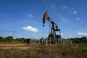 sangatta, est Kalimatan, Indonesia, 2020 - un' pumpjack è il fuori terra guidare per un' reciprocante pistone pompa nel un olio bene. foto