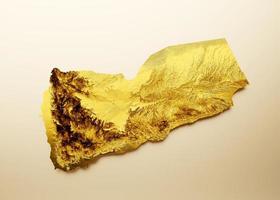 yemen carta geografica d'oro metallo colore altezza carta geografica sfondo 3d illustrazione foto