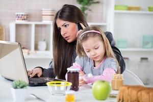 oberati di lavoro donna d'affari a casa foto