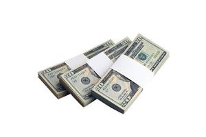 fascio di noi dollaro fatture isolato su bianca. imballare di americano i soldi con alto risoluzione su Perfetto bianca sfondo foto