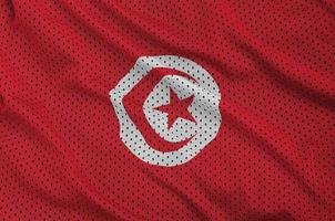 tunisia bandiera stampato su un' poliestere nylon abbigliamento sportivo maglia tessuto foto