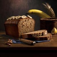 salutare Banana pane o torta per prima colazione foto