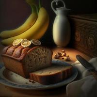 salutare Banana pane o torta per prima colazione foto