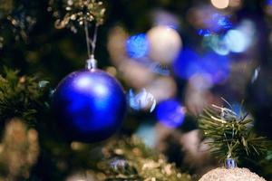blu Natale palla su albero ramo. foto
