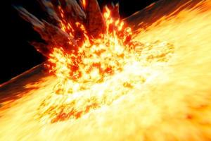 3d illustrazione. esplosione e solare razzi su il superficie di il sole. foto