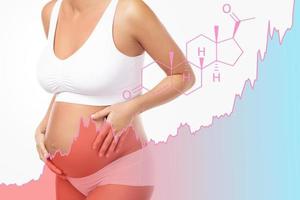 incinta donna e crescente grafico di progesterone ormone livello foto