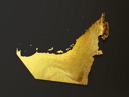 dubai carta geografica d'oro metallo colore altezza carta geografica sfondo 3d illustrazione foto