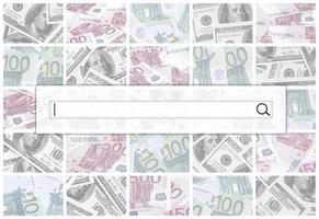 il ricerca corda è collocato su superiore di collage di molti immagini di Euro banconote nel denominazioni di 100 e 500 euro dire bugie nel il mucchio foto