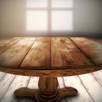 di legno rustico tavolo e finestra decorazione foto