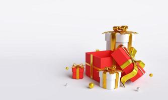 impostato regalo scatola ha aperto sorpresa per fortunato con montepremi premio, grande premio. design per feste, allegro Natale, contento nuovo anno, compleanno, festivo, vacanze, ragnatela, e saluto carte. 3d interpretazione foto