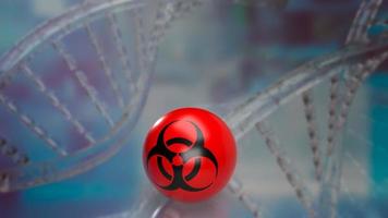 il rischi biologici logo su rosso palla per medico o sci concetto 3d interpretazione foto