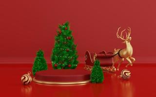 3d Natale illustrazione con podio Schermo Prodotto foto