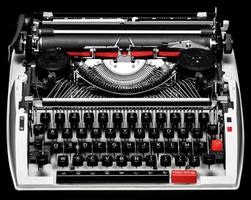 vecchio Vintage ▾ macchina da scrivere. Due colori rosso e nero. foto