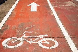 rosso bicicletta corsia nel il parco, a piedi corsia, sport corsia foto