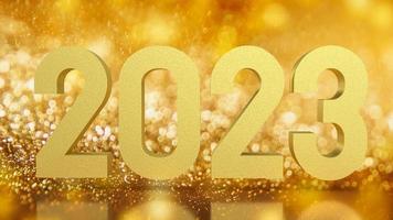 il 2023 oro numero per nuovo anno o celebrazione concetto 3d interpretazione foto