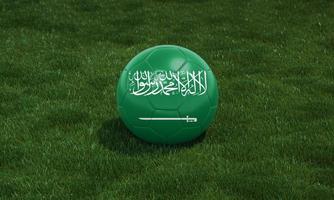 calcio palla con Arabia arabia bandiera colori a un' stadio su verde erbe sfondo. foto