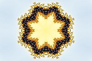 3d-illustrazione di un' kaleidoskop Ingrandisci in il infinito matematico mandelbrot impostato frattale. foto