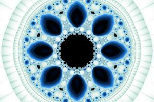 3d-illustrazione di un' kaleidoskop Ingrandisci in il infinito matematico mandelbrot impostato frattale. foto