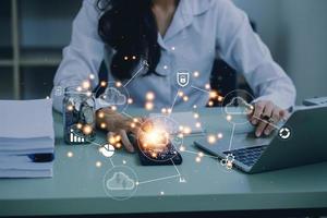 digitale trasformazione modificare gestione, Internet di le cose. nuovo tecnologia bigdata e attività commerciale processi strategia, cliente servizio gestione, nube informatica, inteligente industria. ai tecnologia. foto