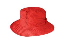 rosso secchio cappello isolato su bianca foto