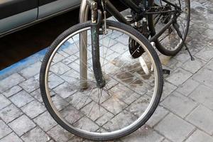 bicicletta nel il città parco vicino il mare. foto