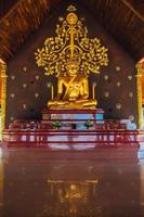 sirindhorn wararam phu prao tempio di Tailandia, un' unico Immagine è un' splendore di il scultura di il kalpapruek, quale è allegato per il parete dietro a il Chiesa. esso volontà apparire verde splendore nel il notte. foto