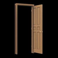 Aperto legna isolato porta chiuso di legno 3d illustrazione interpretazione foto