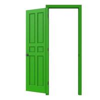 Aperto verde isolato porta chiuso 3d illustrazione interpretazione foto