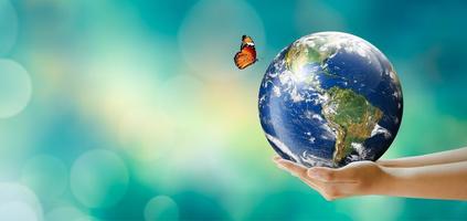 Salva pulito pianeta, Salva mondo e ambiente, ecologia, mondo terra giorno concetto.