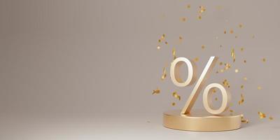 d'oro sconto cartello e caduta coriandoli su leggero Marrone sfondo. gratuito, copia spazio per il tuo testo. speciale offerta, bene prezzo, affare, acquisti. nero venerdì. 3d resa. foto