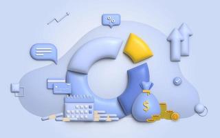 3d illustrazione finanziario gestione concetto e investimento, bandiera modello di pagamento con i soldi. foto