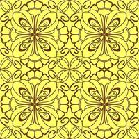 senza soluzione di continuità grafico modello, floreale Marrone piastrella ornamento su giallo sfondo, struttura, design foto