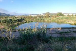 llobregat fiume e adiacente strade nel il baix llobregat regione molto vicino per il città di barcellona. foto