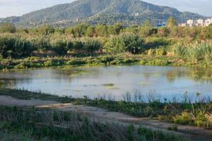 llobregat fiume e adiacente strade nel il baix llobregat regione molto vicino per il città di barcellona. foto